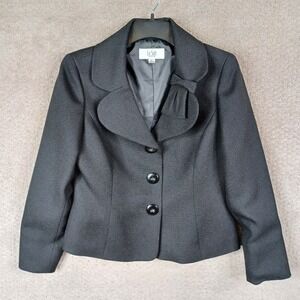 Vintage‎ Le Suit Jacket Womens 8P Black Blazer Single Breasted Polyester Lined